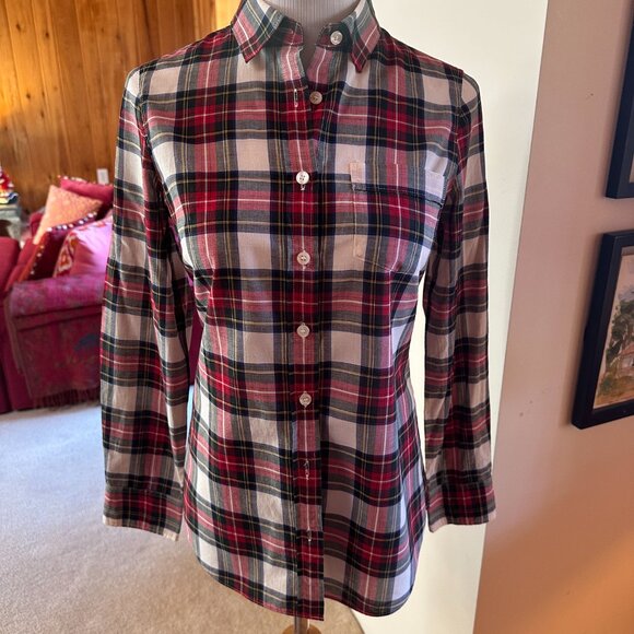 PJ. CREW White Red Blue Black Plaid Tartan Perfect Fit Button Down Shirt – XS - Picture 2 of 9